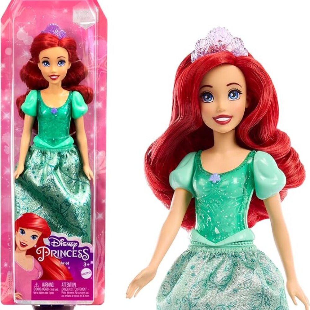Mattel Disney Princess Toys, Ariel Fashion Doll, Sparkling Look with Red Hair, B